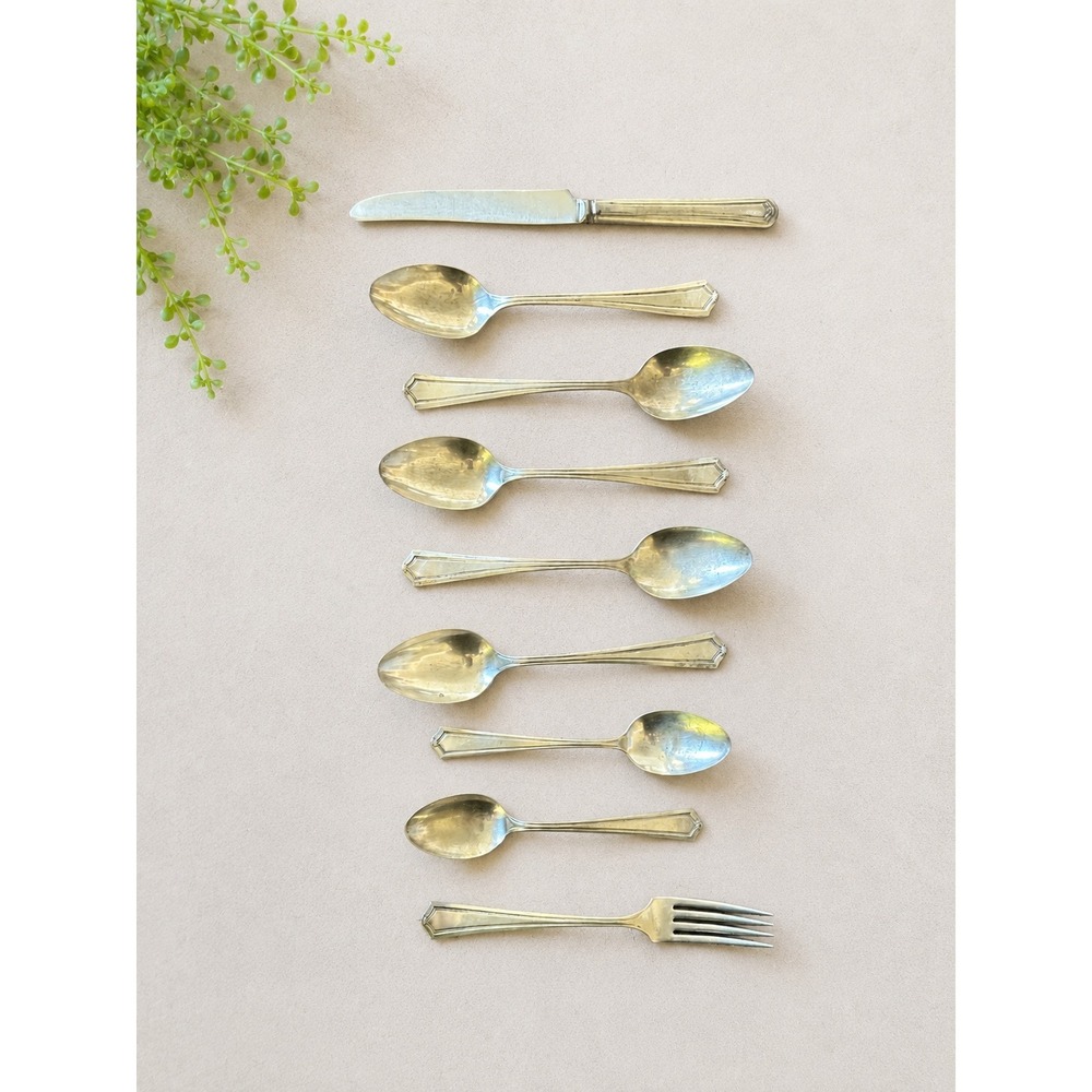 Vintage Salem Lowell 1915 Silver‎ Plate Flatware Lot 9 Spoons Fork Knife Antique
